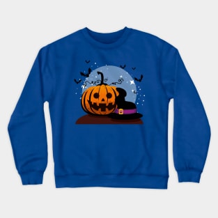 Halloween card with pumpkin witch hat Crewneck Sweatshirt